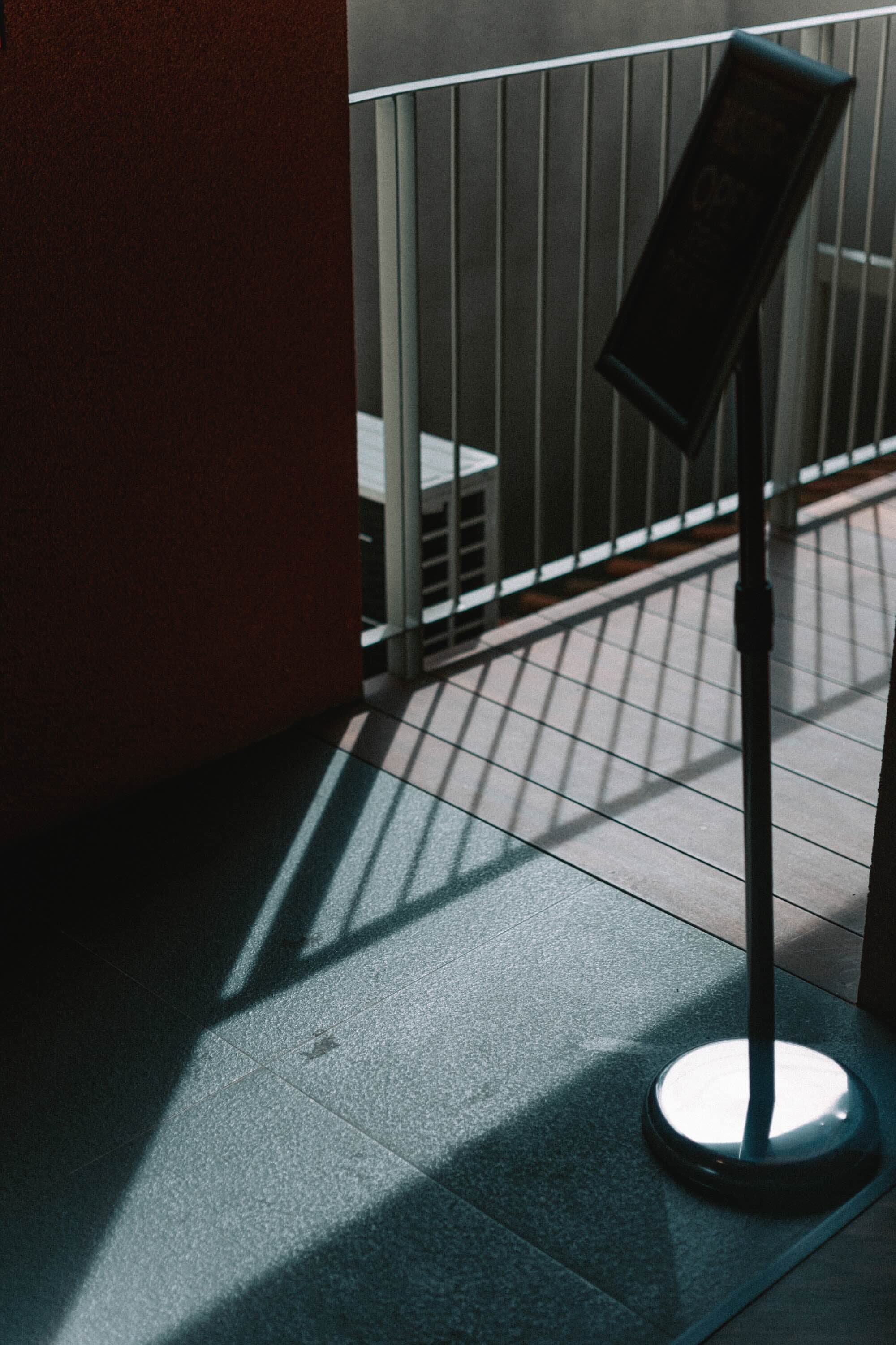 A sunlit room balcony