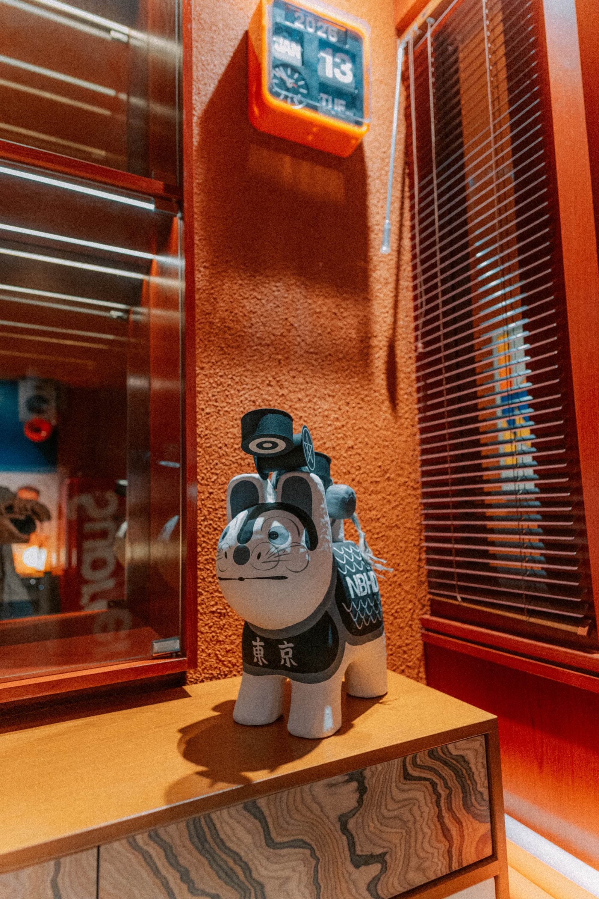 A decorative figure in the lobby